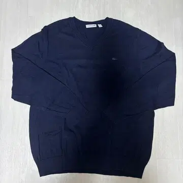 LACOSTE V넥 니트 스웨터 네이비