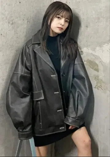 MURUA 인조 가죽 미들 자켓