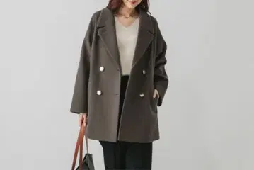 GLOBAL WORK 경쾌한 스트레치 카라 2WAY 코트/브라운