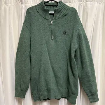 EVRIS 써니 하프 지퍼 니트탑 카키