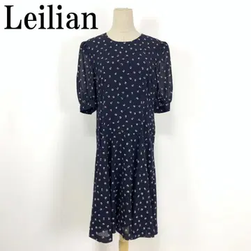 LA7499 레리안 올 패턴 반팔 원피스 네이비 폴리에스테르 13