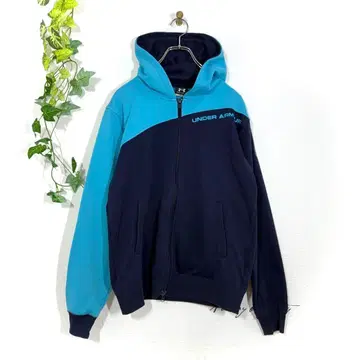 언더아머 풀 집업 후드티(SM) 배색 로고 블루 스포츠