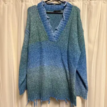 EMODA 오버 V넥 크러쉬 니트