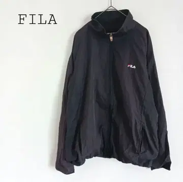 휠라 FILA 나일론 자켓 안감 플리스 자수 윈드 브레이커 블랙
