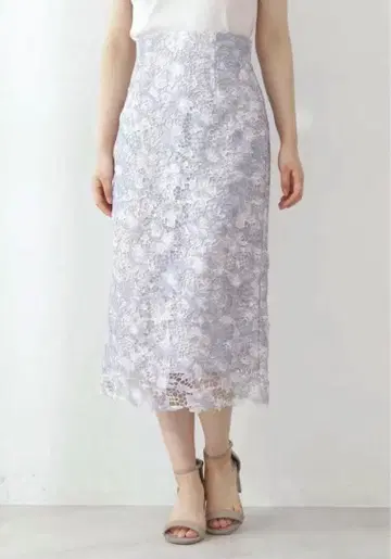 프로포션 바디 드레싱 플라워 레이스 타이트 스커트 블루 S