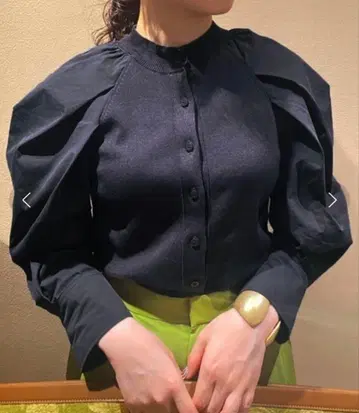 FRAY I.D 턱 슬리브 콤비 니트 가디건 DGRY