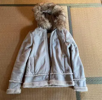 스웨이드 보아 자켓 퍼 후드티 베이지 사이즈 S 그런지 y2k