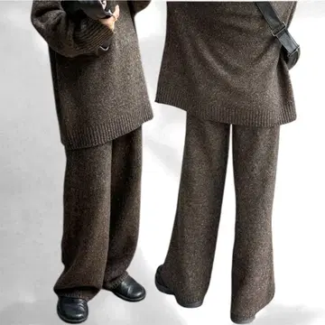 셀렉모카[F] 어른 내추럴 쫀득한 느낌 아름다운 실루엣 와이드 니트 팬츠