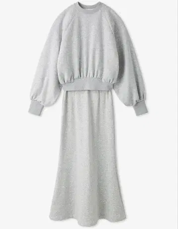 그레이 맨투맨 셋업 맥시 길이