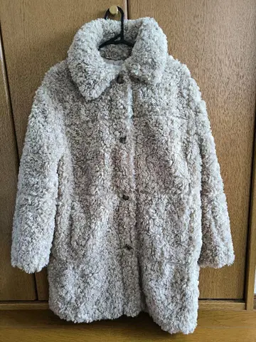 H&M 베이지 플리스 미디 코트