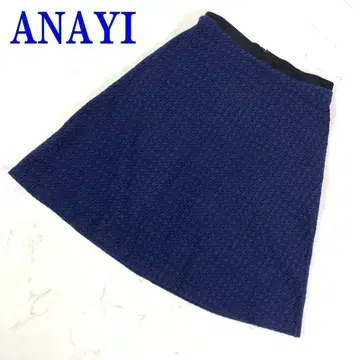 ANAYI 아나이 엠보싱 자카드 플레어 스커트 네이비 38 C8208
