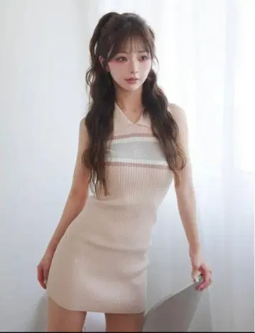 다리치 로고암슬릿 니트 미니 원피스 미사용 새상품 핑크 F