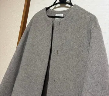 이에나 부드러운 울 브라운 그레이지 노카라 코트