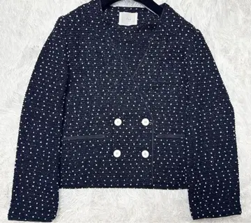 이에나 도트 트위드 V넥 자켓