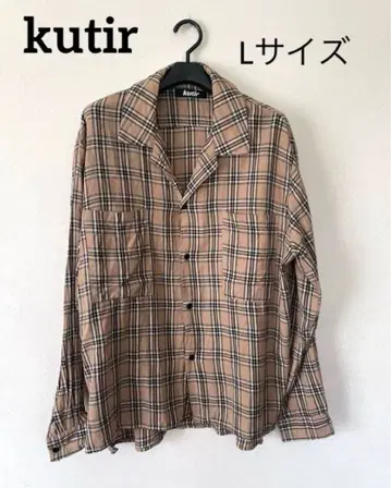 [ kutir ] 체크 무늬 긴팔 셔츠 베이지