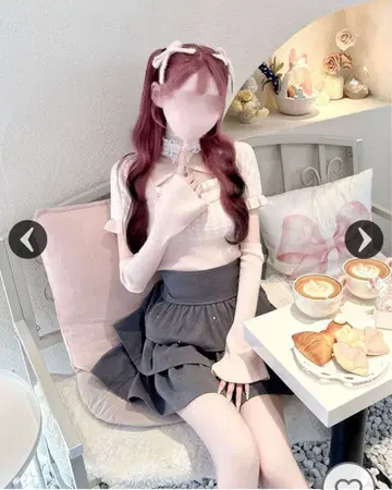 honey mew 레이스 초커 하운드투스 체크 상의