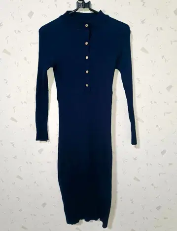 한국 패션 여성용 원피스 무릎 기장 파랑 무릎 기장 원피스 니트