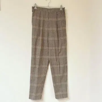 S&S 캐주얼 팬츠 36 브라운 체크 무늬 허리밴딩 봄/가을