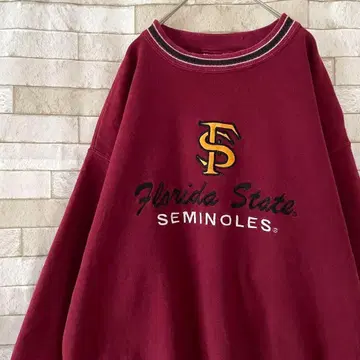 맨투맨 USA 센터 자수 리브 라인 속기모 보르도 XL