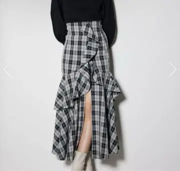 체크 프릴 슬릿 스코트 숏팬츠 rienda 롱 스커트