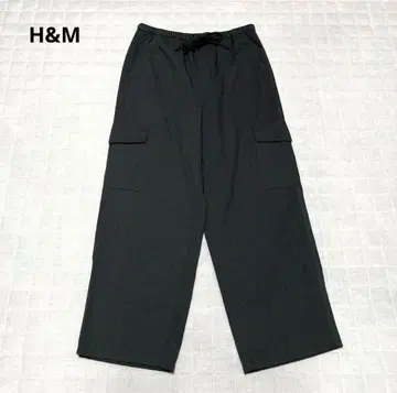 [에이치앤엠] 카고 팬츠 허리밴딩 무지 다크 그레이 빅 사이즈