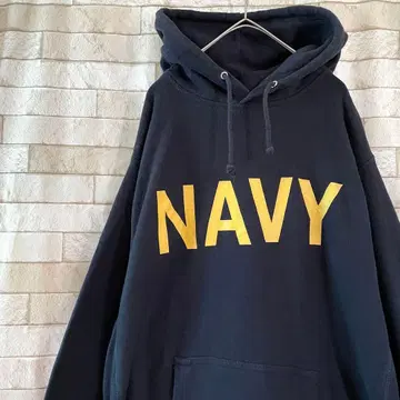 후드티 풀오버 센터 프린트 NAVY 속기모 블랙 M
