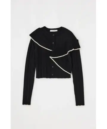 moussy 리브 프릴 가디건 블랙