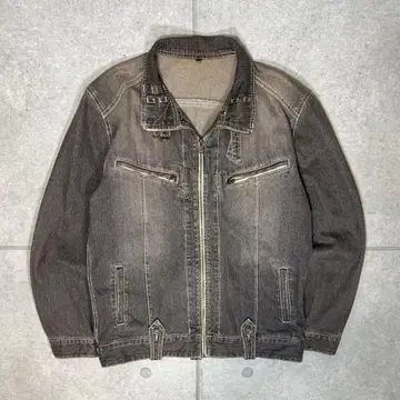 G 블랙 데님 싱글 라이더 턱 스트랩 90s 바이커 짧은 기장