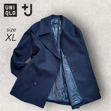 UNIQLO 질 샌더 울 블렌드 오버 사이즈 피 코트 네이비