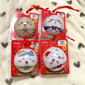 코카콜라 콜라보 치이카와 (먼작귀) 크리스마스 볼 오너먼트 4개 세트