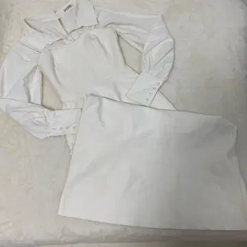 스나이델 블라우스 도킹 니트 원피스 화이트