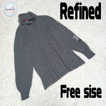 캐시미어 100% 퓨어 캐시미어 터틀넥 자수 니트 스웨터 그레이