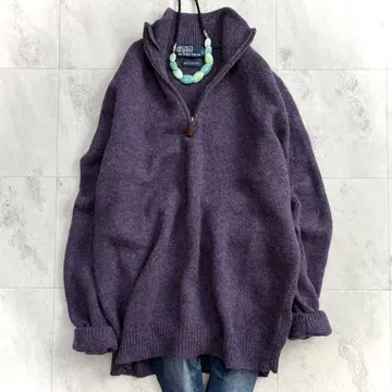 새상품급 폴로 랄프로렌 하프 지퍼 램스울 100% 니트 퍼플