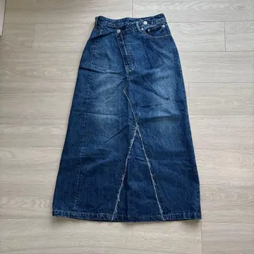 크로스 허리 데님 스커트