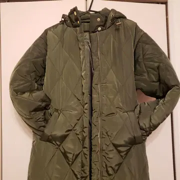 퀼팅 롱 후드 코트