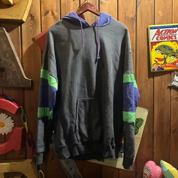 MOMOTOSE 유즈드 가공 그레이 후드 부착 후드티