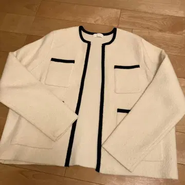 울 나일론 부클레 프론트 오픈 가디건