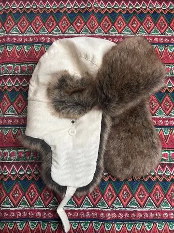 아이보리 코듀로이 플라이트 캡