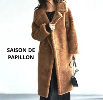 컨디션 최상 세존드파피용 테디베어 코트 보아 코트 카멜 브라운