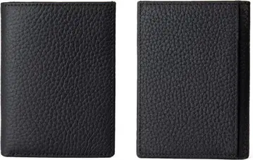 Mandiva 지갑 천연 가죽 얇은 타입 반지갑 블랙 남성용