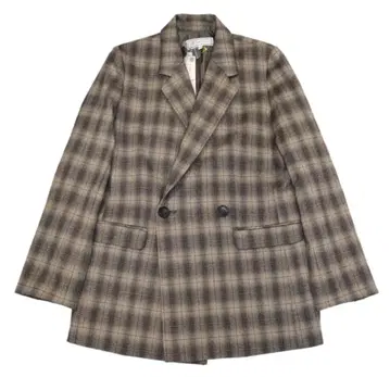 새상품 로페피크닉 체크 무늬 테일러드 자켓 M 38