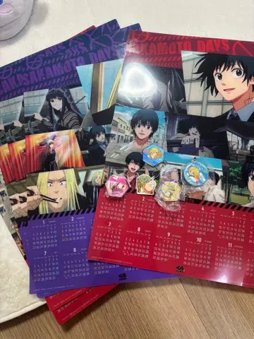 사카모토 애니메이션 캐릭터 달력 및 캔뱃지 세트 쿠라스시
