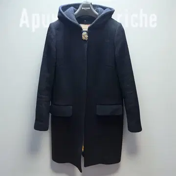 Apuweiser-riche 2WAY 후드 부착 울 노카라 코트