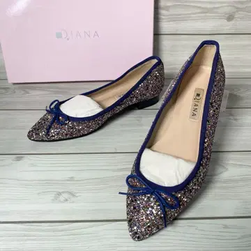 1119 [컨디션 최상] DIANA 다이애나 글리터 플랫 펌프스 23