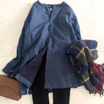 새상품급 플랜테이션 인디고 염색 라이트 데님 숏 다운 코트 M