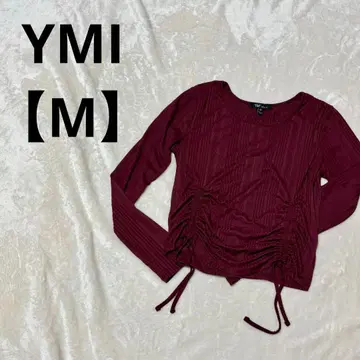 YMI [M] 버건디 스트라이프 긴팔 T셔츠 밑단 조임 크롭 기장