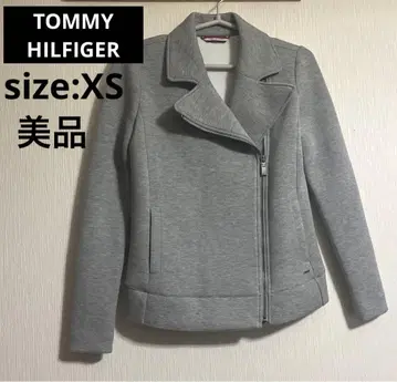 새상품급 TOMMY HILFIGER 맨투맨 소재 라이더 자켓