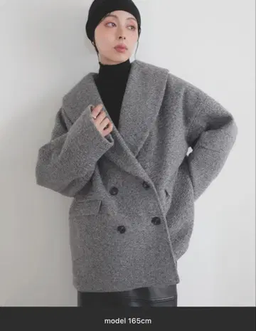 새상품 LIAN 숄카라 컬 샤기 코트