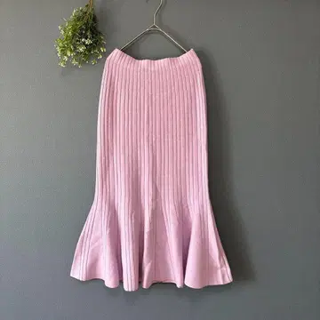 아즈르 [S] 고급 내추럴 매끄러운 터치 리브 니트 롱 머메이드 스커트