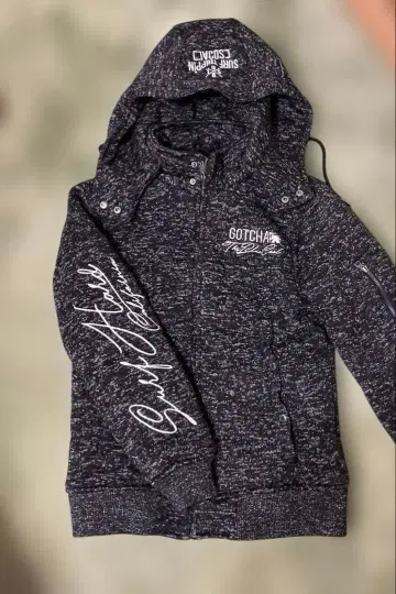 GOTCHA 두께감 있는 충전솜 니트 블루종 백 프린트 M 사이즈